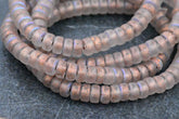 Czech Glass Beads 3x6mm Heishi Transparent Glass with Etched, Copper and AB Finishes